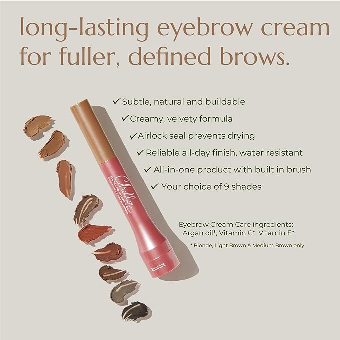 Chella Eyebrow Cream, Dazzling Dark Brown - Vegan, Cruelty Free, Paraben Free, Gluten Free Eyebrow Pomade Makeup - Long Wearing, Velvet Consistency, Water Resistant