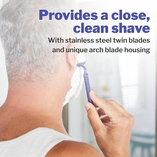 McKesson Disposable Razors [50 Count] – Twin Blade Bulk Shaving Razors for Men & Women, Stainless Steel, Blue, Single-Use for Medical Clinics, Tattoo, Travel, Camping & Salon Care