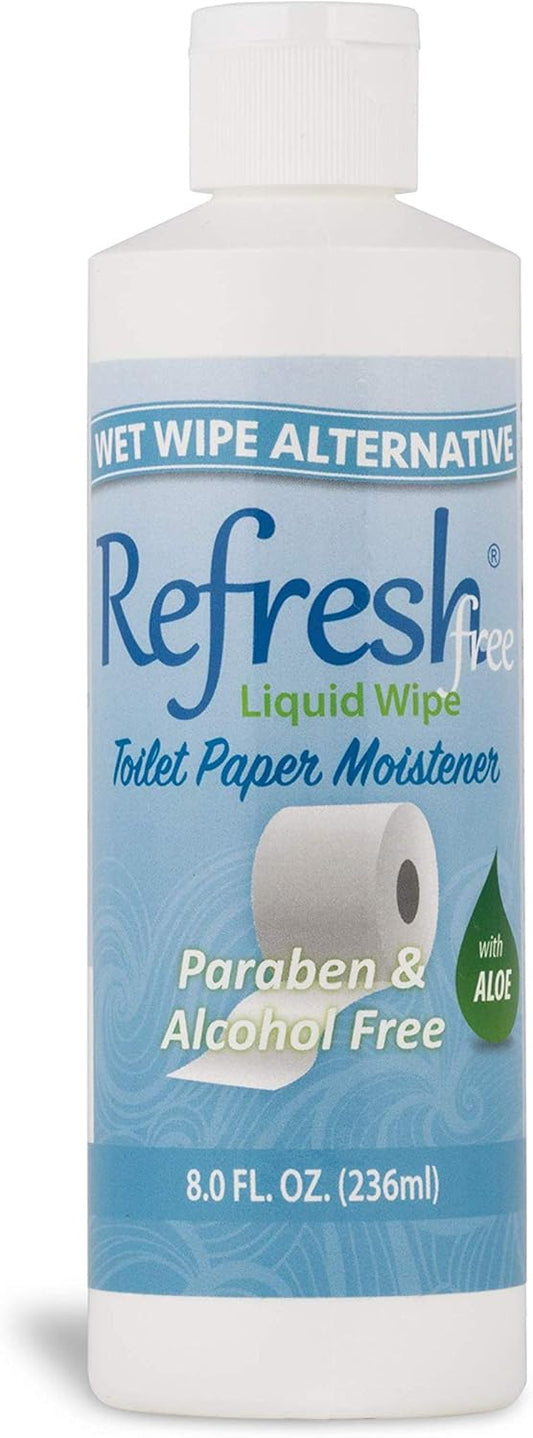 Refresh Liquid Wipe Alcohol Free – Toilet Paper Foam Dispenser Refill for Sensitive Skin. Eco-Friendly Flushable Wet Wipe Alternative with Witch Hazel and Aloe. 8 oz Refill