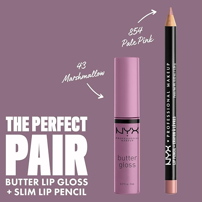 NYX PROFESSIONAL MAKEUP Butter Gloss, Non-Sticky Lip Gloss - Marshmallow (Muted Lilac)