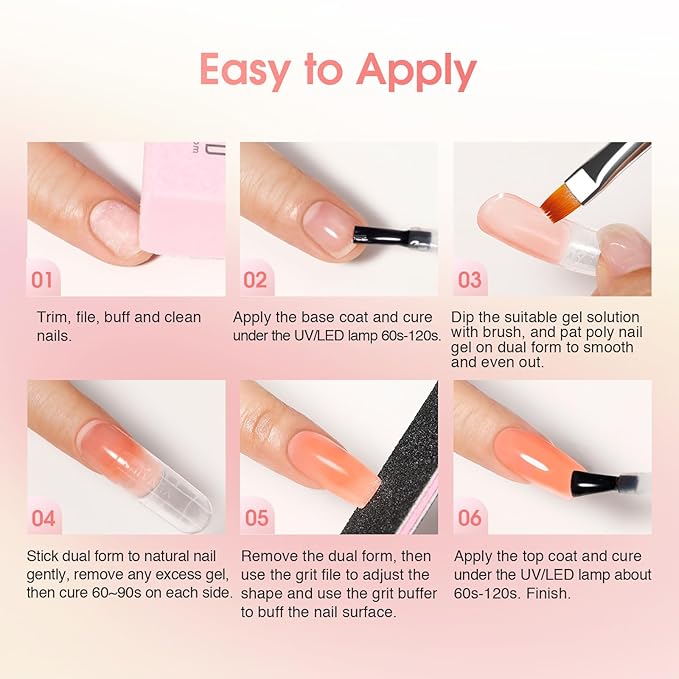 ROSALIND 28 Colors Poly Nail Gel Kit with Mini U V/LED Lamp White Nude Poly Nails Gel Kit Starter Kits With Slip Solution Pink Extensions Set for Nail Manicure Beginner