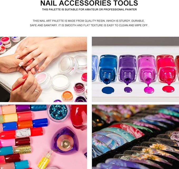 Minkissy 2pcs Resin Nail Art Palette Polish Holder Drawing Color Palette Nail Art Painting Gel Palette Manicure Tool Style 3