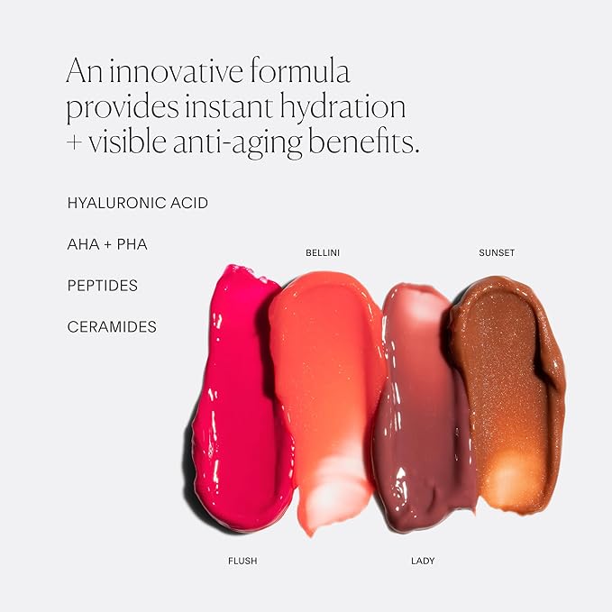 U Beauty The PLASMA Tinted Lip Compound - Anti-Wrinkle & Anti-Aging Treatment - Shimmery Plumping Lip Gloss, Hyaluronic Acid, Shea Butter, Salicylic Acid & Peptides Deeply Hydrate, Sunset - 15 mL