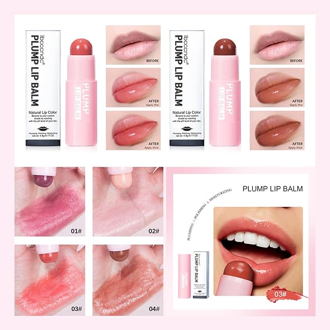 Plumping Lip Balm - Tinted Lip Balm Plumper - Enhancing & Hydrating Lip Moisturizer Fade Lip Lines Lip Care 0.17Oz/4.8g - 04 NOUGAT SAND