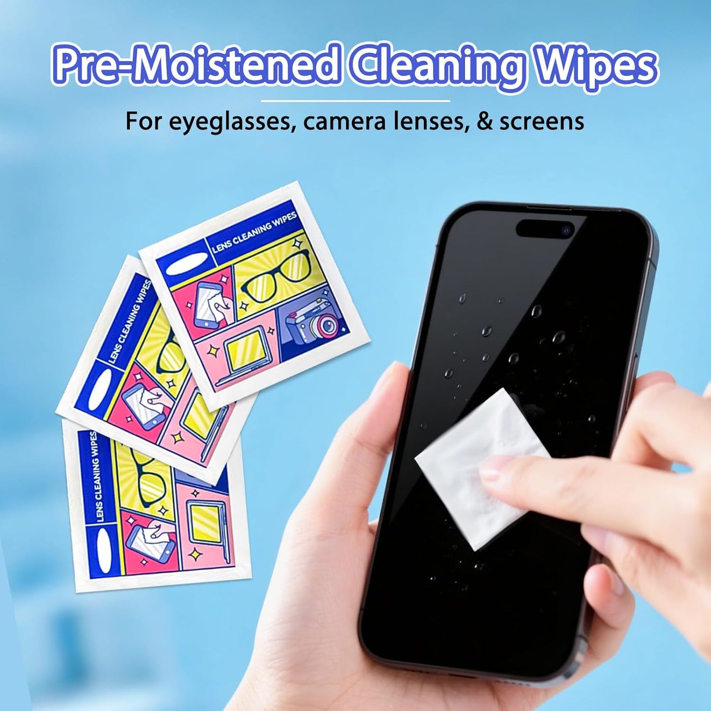 Eye Glasses Cleaner Wipes,Lens Wipes for Glasses/Sunglasses/Eyeglasses,Cleaning Wipes,Lens Wipes Individually Wrapped,Safe for All Lens Surfaces(500PCS)