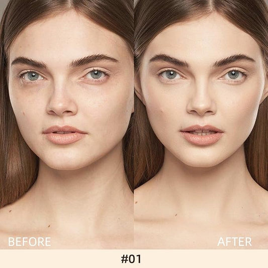 Liquid Concealer Makeup, Full Coverage Concealer, Cream Face Concealer with Cushion Applicator, Highly Pigmented, Natural-Looking, Hydrating, Waterproof Concealer (#04 Ivory)