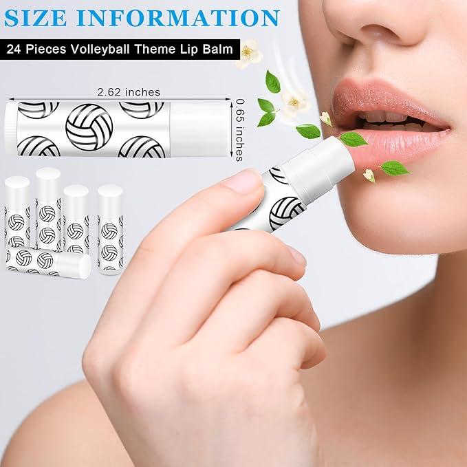 Demissle 24 Pcs Sports Team Gifts Sports Lip Balm Sports Party Favors Sports Theme Lipstick for Team Gifts(Volleyball)