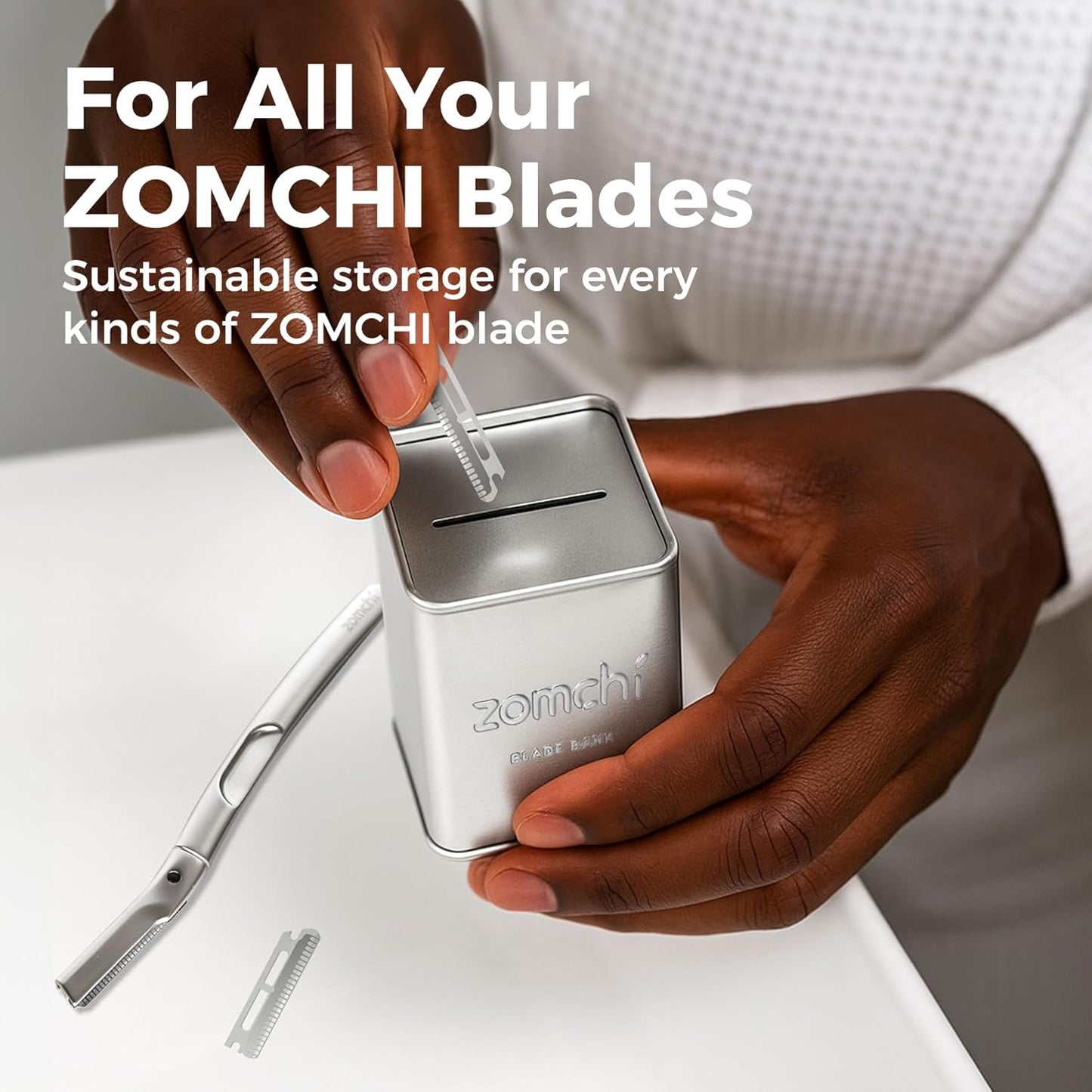 ZOMCHI Blade Disposal Container for Safety Razor Blade Storagement,Razor Blade Disposal Container (Silver)