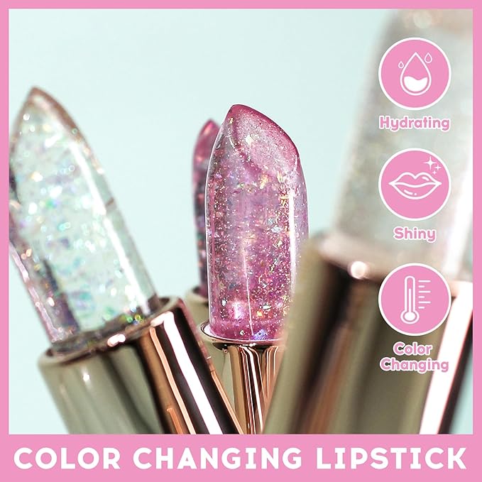 Ph Mood Magic Color Changing Lipstick, Crystal Flower Jelly Lipstick, Pearl Shimmer Lipstick Plumping Glimmer Glow Lipstick Long Lasting Nourishing Moisture Lip Care Color Change Lip Gloss(2#)