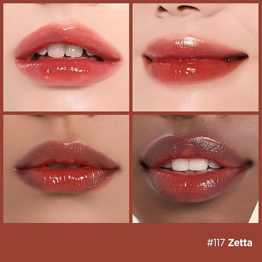 Laka Fruity Glam Lip Tint Mini, Glowing Lip Stain with Wide Color Spectrum, Hydrating & Lightweight Texture, Long-Lasting Bold Stain, Non-Sticky, Vegan, K-Beauty (#117 Zetta)
