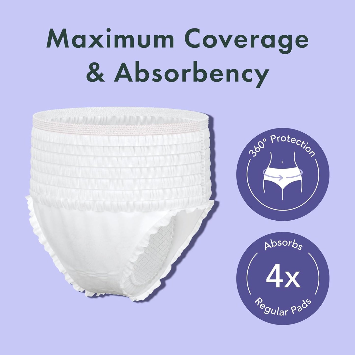 Rael Disposable Underwear for Women, Organic Cotton Cover - Postpartum Essentials, Leak Locker, Unscented, Maximum Coverage (Size L-XL, 20 Count)