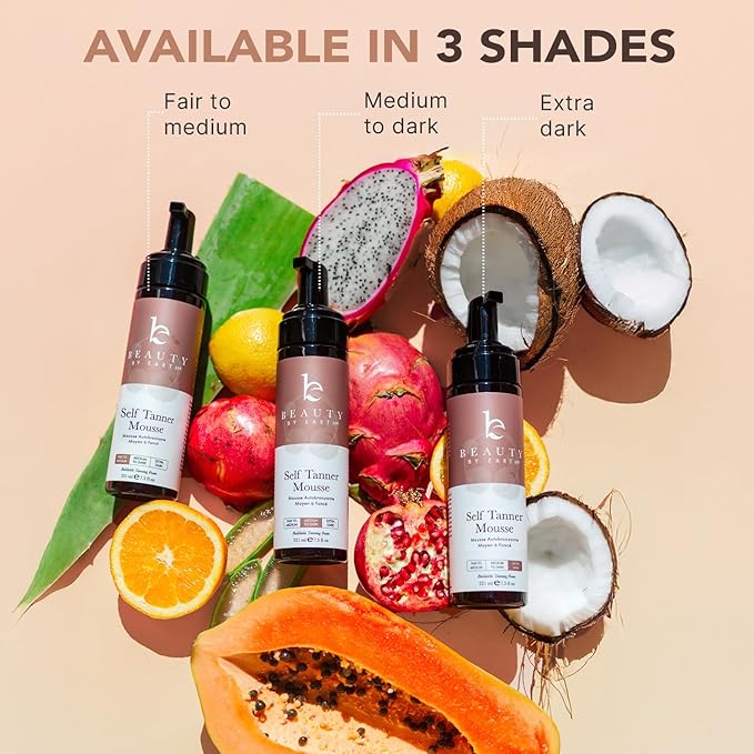 Self Tanner Mousse - USA Made with Natural & Organic Ingredients, Self Tanning Mousse for Dark Fake Tan, Sunless Tanner, Clear & Non Toxic Tanning Foam for Streak Free Finish & Natural Glow