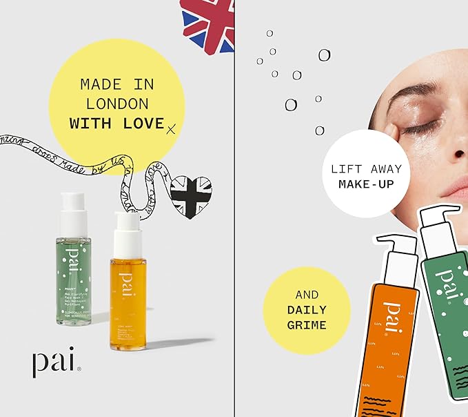 Pai Skincare London | DOUBLE CLEANSE - FROM LONDON WITH LOVE Beauty Gift Set. Organic Face Wash, Makeup Remover & Headband, Suitable for Sensitive Skin & All Skin Types. Made In London.