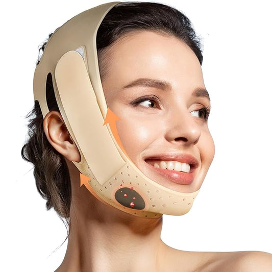 JUSRON V-Line Mask Chin Up Mask Face Strap, Soft Silicone Chin Strap V Shaped Face Mask, Jaw Exerciser 23-27 Inches (Neon Purple)