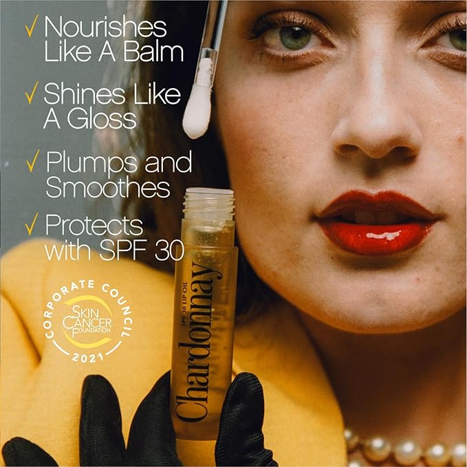 Vacation Chardonnay Lip Oil SPF 30, Sunscreen for Lips, Hydrating Lip Oil, Caramel Vanilla Flavored Lip Gloss, Non-Sticky Lip Balm with SPF 30, Vegan, 0.2 Fl. Oz. (Pack of 2)