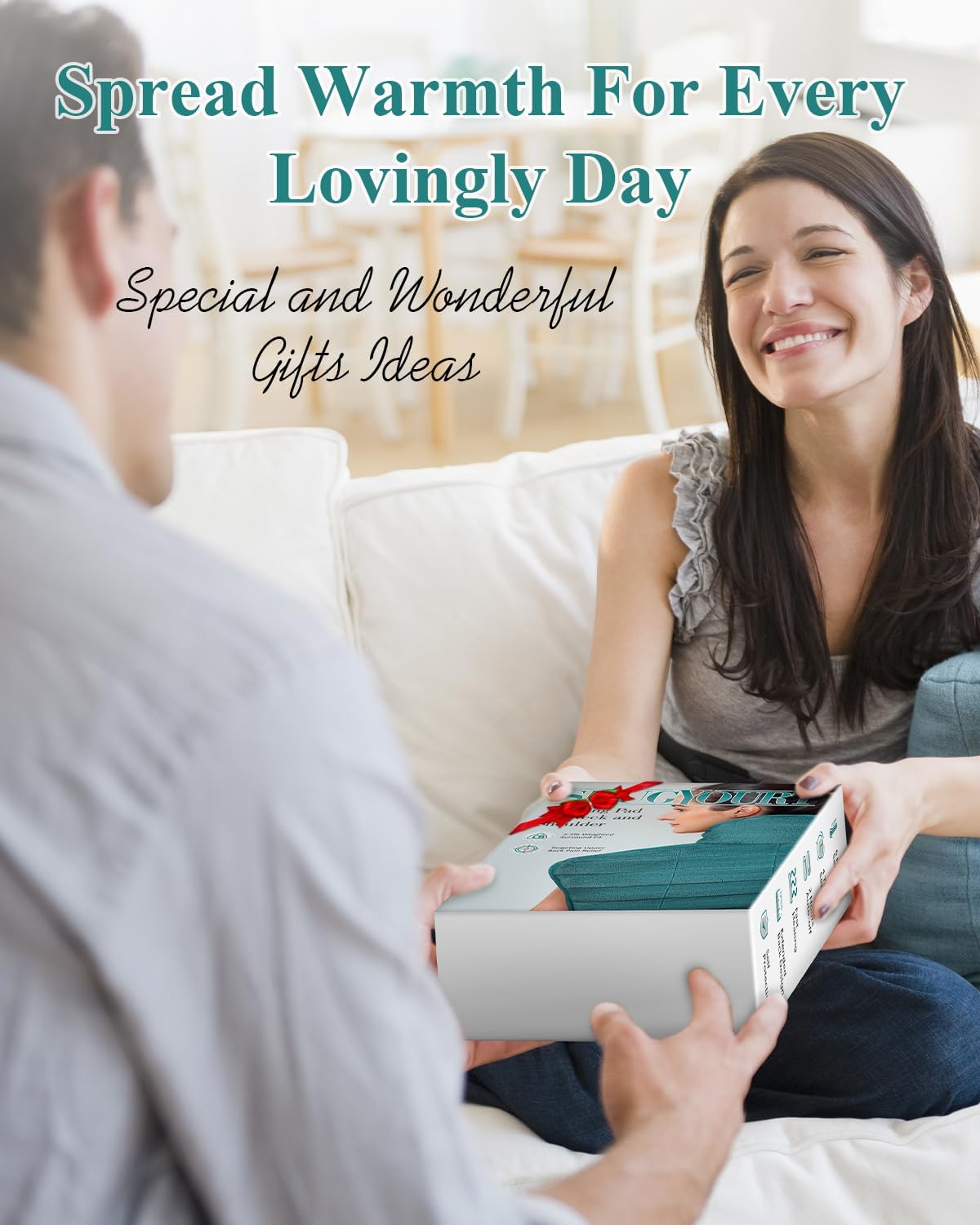 Heating Pad for Neck and Shoulders and Back, 24 x 23 XL Large Heat Wrap for Pain Relief, Birthday Gifts for Women Mom, 2.2lb Weighted, 6 Heat Settings, 4 Timers, Blue