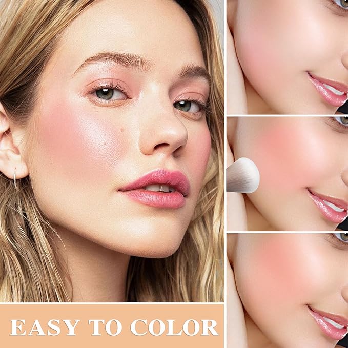 3Pcs 4 Colors Blush Palette,Matte Contour Makeup Blush for Cheeks,Waterproofing Highly Pigmented Face Cheek Blusher with Make Up Brush A1