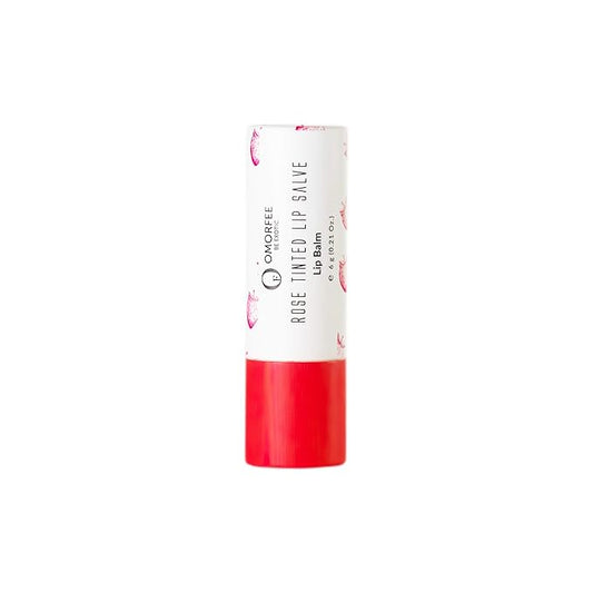 Omorfee 100% Organic Tinted Lip Balm Stick Treatment, Natural Lip Tint Gloss, Long Lasting Rose Lip Tint, Strawberry Flavor, Beetroot & Cocoa Butter, Pink Red Color, Moisturizing Lip Balm - 6g/0.21Oz