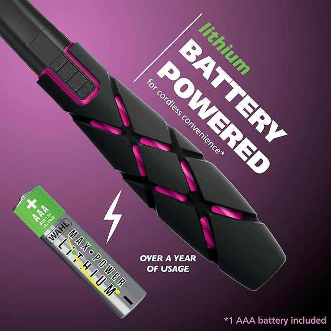 Wahl DualTech® Battery-Powered Hair Trimmer, Face Trimmer for Women Double Sided Detail Trimmer Head, Comfort Grip Body, Facial Hair Remover for Women Model 3026635