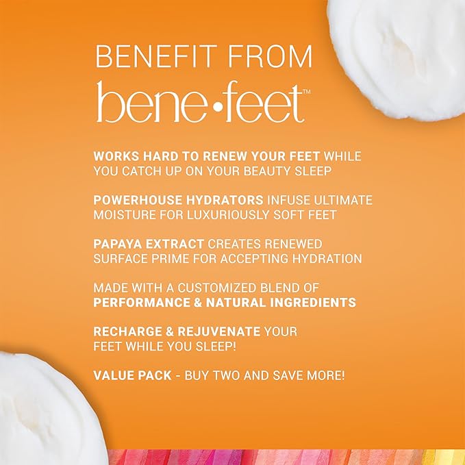 Benefeet Sweet Dreams Overnight Foot Repair - Night Cream for Detox, Moisturize & Soften Dry Cracked Skin, With Apple Cider Vinegar, Turmeric & Borage Oil, 4oz (2 Pack)