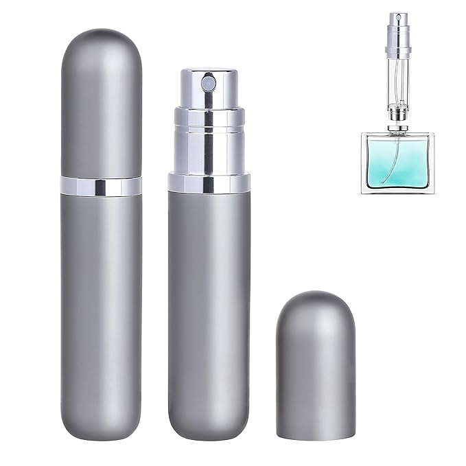 Travel Refillable Perfume Atomizer Bottle 2-Pack 5ml Leakproof Travel Perfume Refillable Bottle (Gray & Gray)