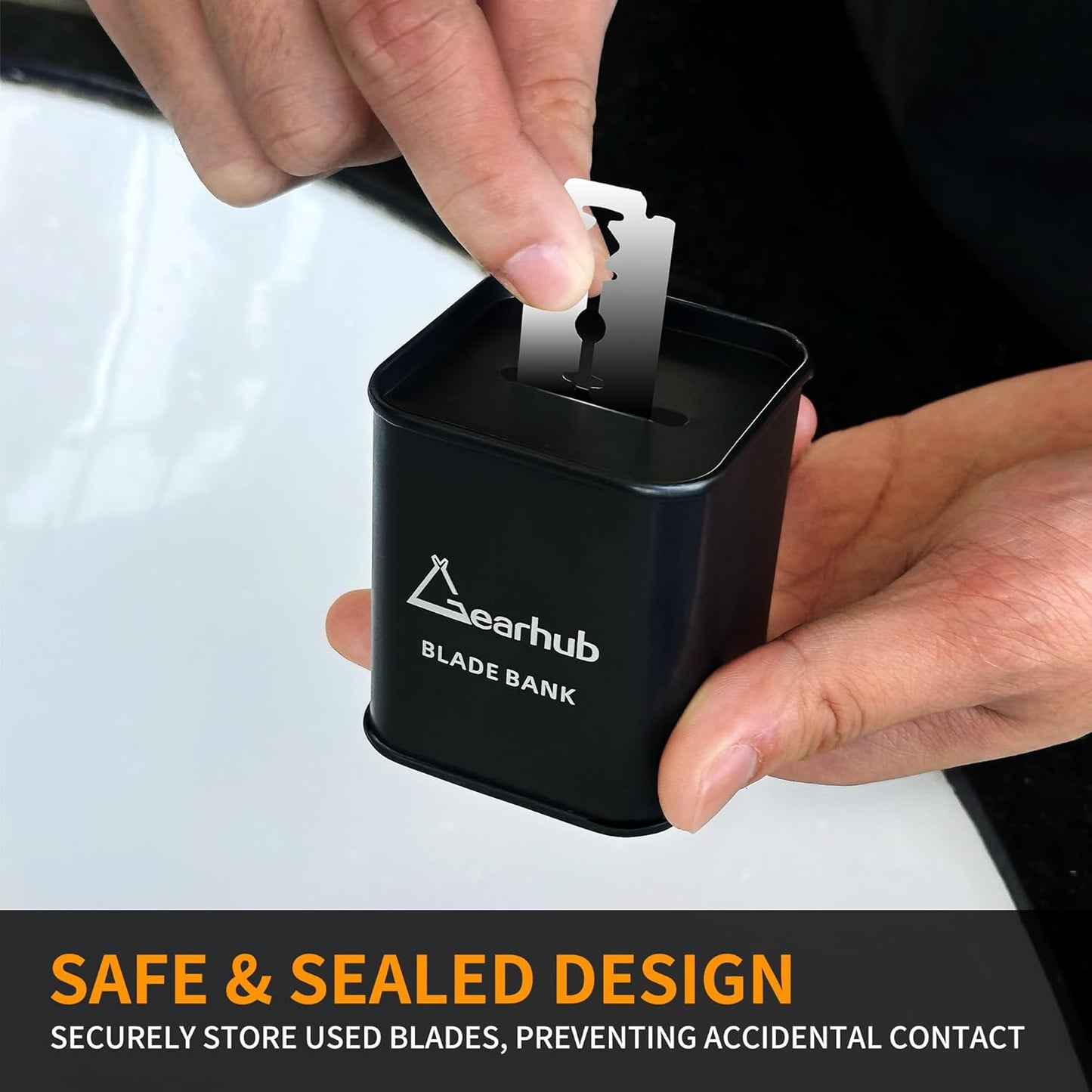 Gearhub 2 Pack Blade Bank Safely Store Used Safety Razor Blades Large Capacity Disposal for Barber Shops & Personal Use Sealed Design Holds 300+ Blades, Compact & Durable