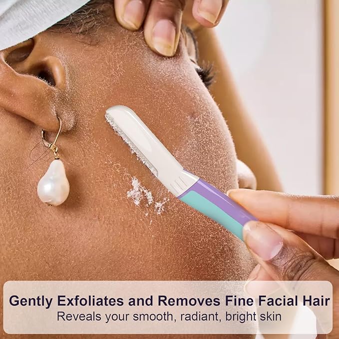 Face Razors for Women, Dermaplane Razor for Women Face, Eyebrow Razor, Dermaplaning Tool, Skin Safe Microblades, Peach Fuzz Remover, Skin Care Tool, Travel Essentials, (12ct, Wisteria)