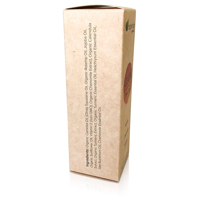 Glow - Turmeric & Rosehip Face Oil, Natural & Organic Face Moisturizer with Turmeric, Camellia, Sea Buckthorn and Chamomile - Facial Serum - 2 oz