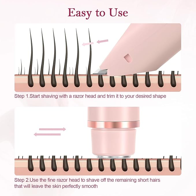 Dermave Bikini Shaver 2.0, 2025 New Glow Aura Bikini Trimmer for Women, 2 in 1 Dual Head Electric Razors for Women, IPX7 Waterproof Wet & Dry Electric Shaver, Rechargeable Portable Body Shaver (Pink)