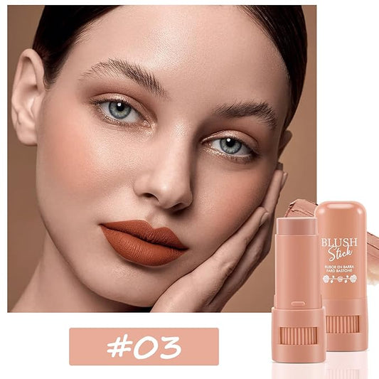 Cream Blush Makeup,Buildable Blush Stick for Cheeks,Matte Finish,Long Wear,Easy Application,Lightweight Multi Stick