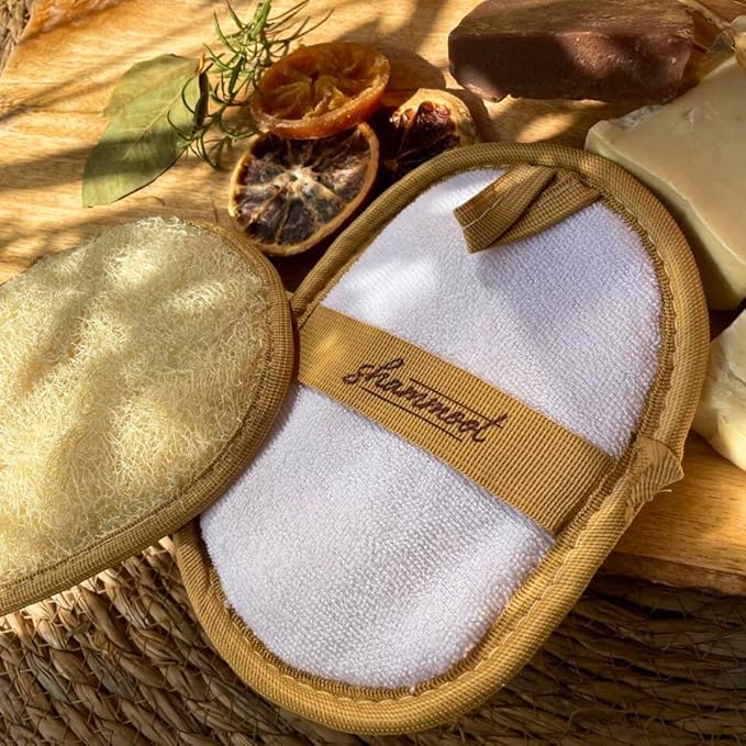 Natural Loofah Exfoliating Body Scrubber – Jordanian Natural Loofah Sponge Exfoliates Face & Body for Healthier Skin – 2-Sided Lufas for Men & Women – Body Wash Scrubber (Pack of 2)