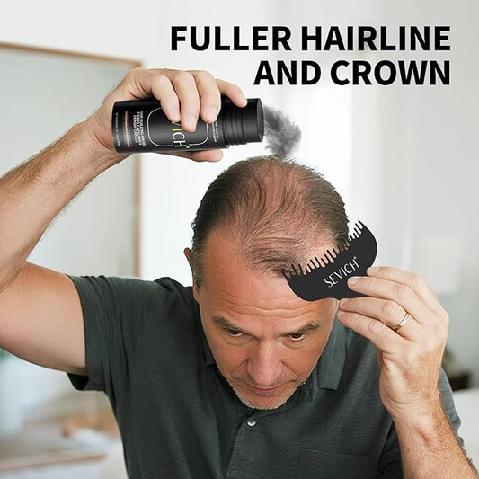 SEVICH Hair Fibers with Spray Applicator - Natural-Looking Hair Thickening Fibers for Men & Women, Instant Fullness, Wind & Water Resistant, Easy Wash Out, 25g (Dark Brown)