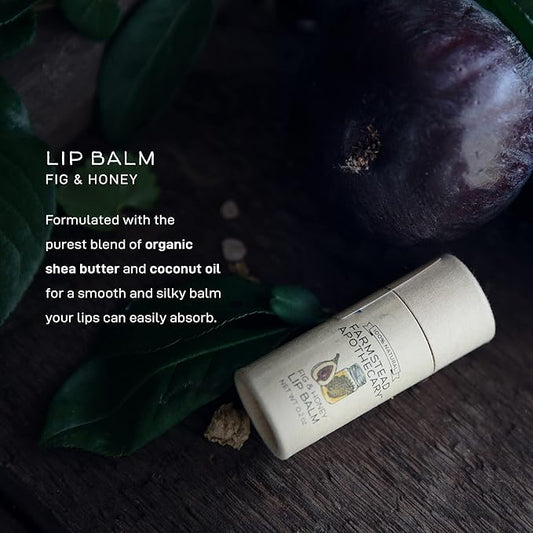 Farmstead Apothecary 100% Natural Lip Balm with Organic Beeswax, Organic Shea Butter & Organic Coconut Oil, Fig & Honey 0.25 oz