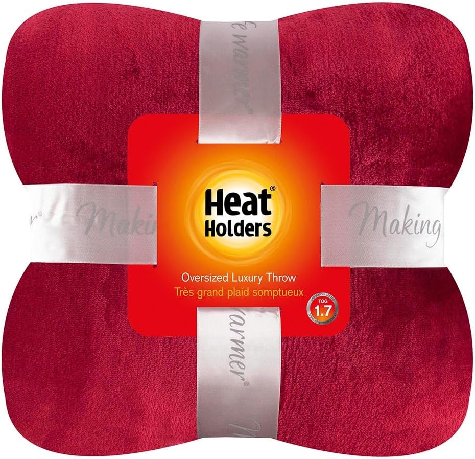 Heat Holders Personal-Sized Throw - Warm and Luxuriously Soft Fur-Like Fleece - Ideal for Bed, Sofa, Travel and Gifts | Cranberry / 50x70 inches