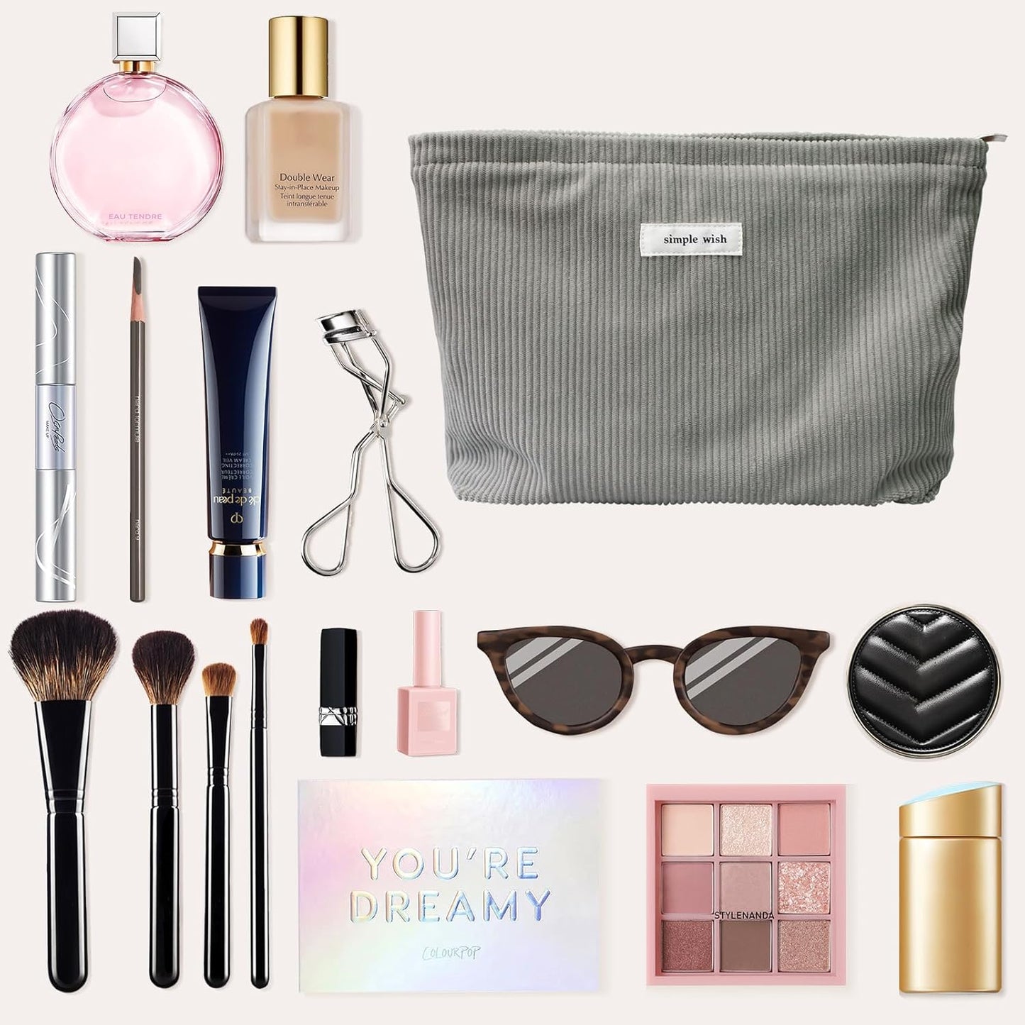 Wudygirl Cosmetic Bags for Women Travel Makeup Bag Large Capacity Makeup Pouch Cute Makeup Bag Organizer Handbags Purses Zipper Pouch Corduroy (Dark Gray)