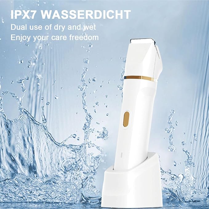 ele ELEOPTION Electric Razors for Women 5-in-1 Waterproof Wet Dry Electric Shaver with USB Charge Dock, Legs Hair Remover, Body Shaver for Beard Bikini Trimmer for Women White