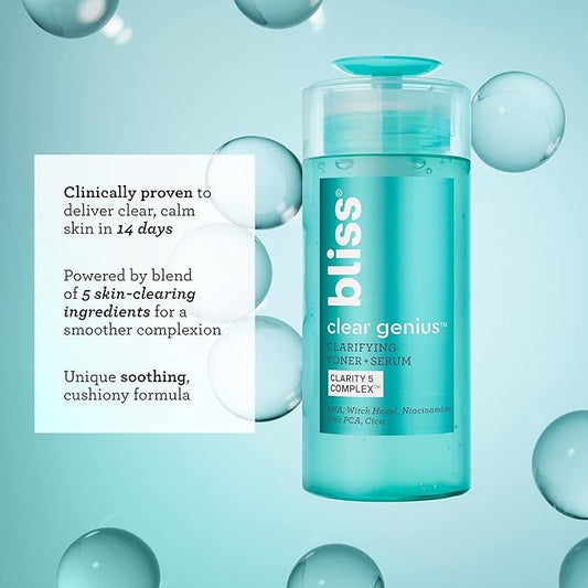 Bliss Daily Acne Routine Kit (2pc Set) Cleanse and Tone for Acne, Pores