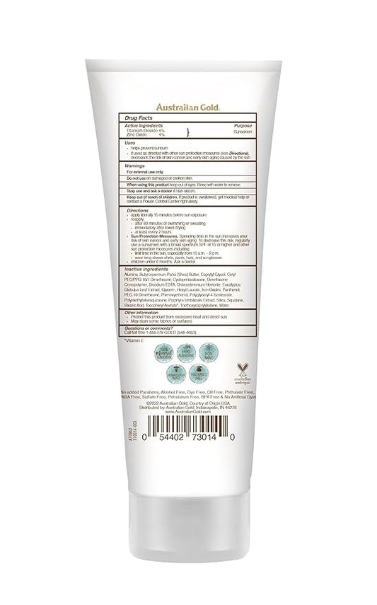 Australian Gold Botanical SPF 50 Tinted Face Sunscreen, Non-Chemical BB Cream, Water-Resistant, Matte Finish, Sensitive Skin, 3 FL Oz