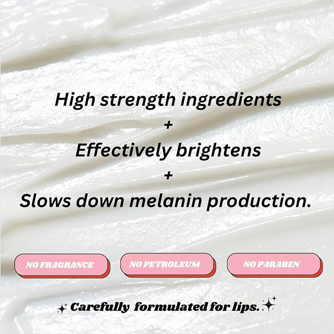 Potent brightening Lip Balm for dark lips & smokers lips, kojic acid, alpha arbutin, niacinamide, licorice, vitamin A, Carefully formulated for lips.