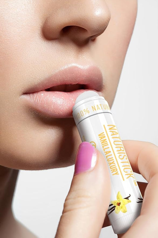 Naturistick Premium Beeswax Lip Balm for Dry, Chapped Lips | 100% Natural Lip Care | Coconut Oil, Shea Butter, Aloe Vera | Moisturizing, Chemical-Free Chapstick | 7 Pack Vanilla Scent | Made in USA