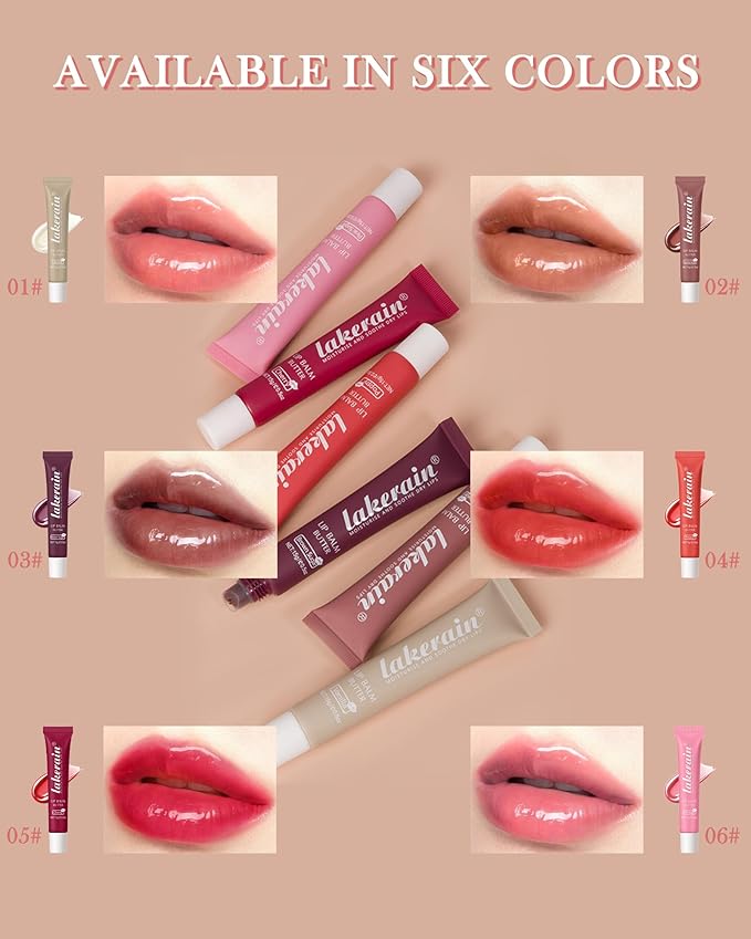 Tinted Lip Butter Balm-3 Colors Vanilla Beige Brown Pink Sugar Glossier Lip Gloss,Clear Jelly Yummy Tint Lip Stain Balm,Long Lasting Hydrating Non-Sticky Glow Reviver Fat Lip Care Oil for Women-Set A