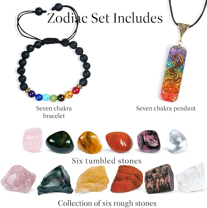 NARIBABU Cancer Zodiac - Zodiac Healing Gifts - Cancer Chakra Crystals - Zodiac Sign Gemstones Set - Cancer Healing Crystals Set - Cancer Crystals Gift Set
