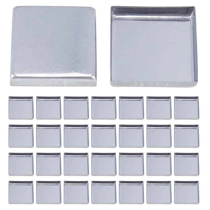 Pack of 30 Empty Square Metal Pans 26mm Eyeshadow Palette Pans Replacement for Magnets Makeup Palettes (3mm Height)