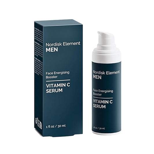 Nordisk Element Vitamin C Face Serum for Men, Anti-aging formula, Improve Appearance of Dark Spots, Tone, Fine Lines & Wrinkles, with Natural Vitamin C & Hyaluronic Acid, 1 Fl Oz