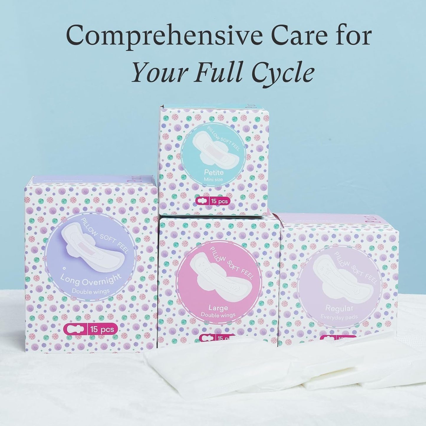 Teens Period Pads with Wings for Tweens, Organic Cotton Sanitary Pads for Teen Girls 9-14, Mini Petite, 90 CT