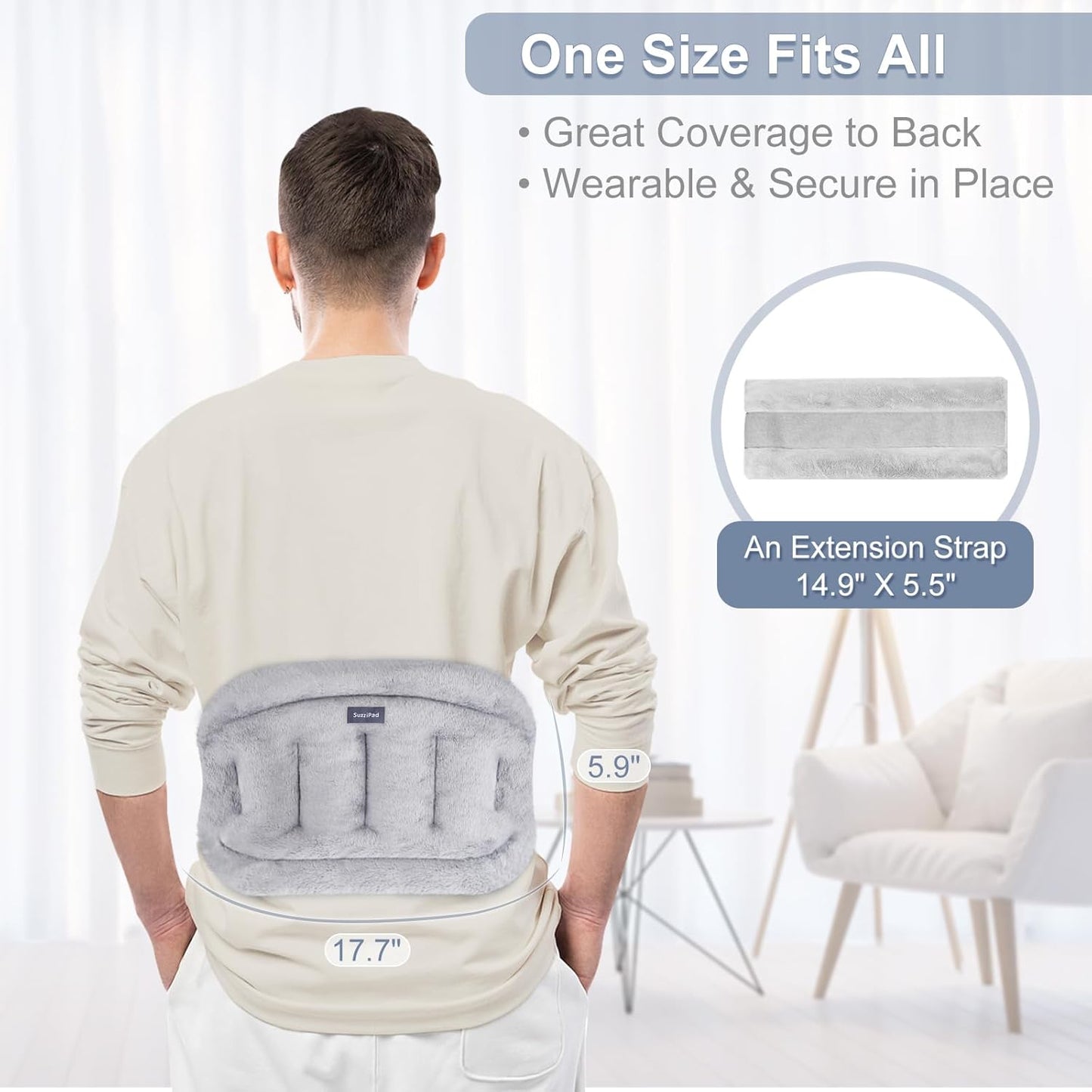 SuzziPad Microwave Heating Pad for Lower Back, Microwavable Heat Pads for Abdominal, Stomachache, Lumbar, Neck, and Shoulder Discomfort, Moist Therapy Wrap for Waist, Warm and Cold Compress