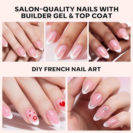 modelones French Tip Press on Nails, 150Pcs Short Almond Fake Nails with Nail Box, Pink Gel Nail Tips for Women, Soft Glue-On Nails for Natural Salon Look, DIY Nail Art Kit (15 Sizes)