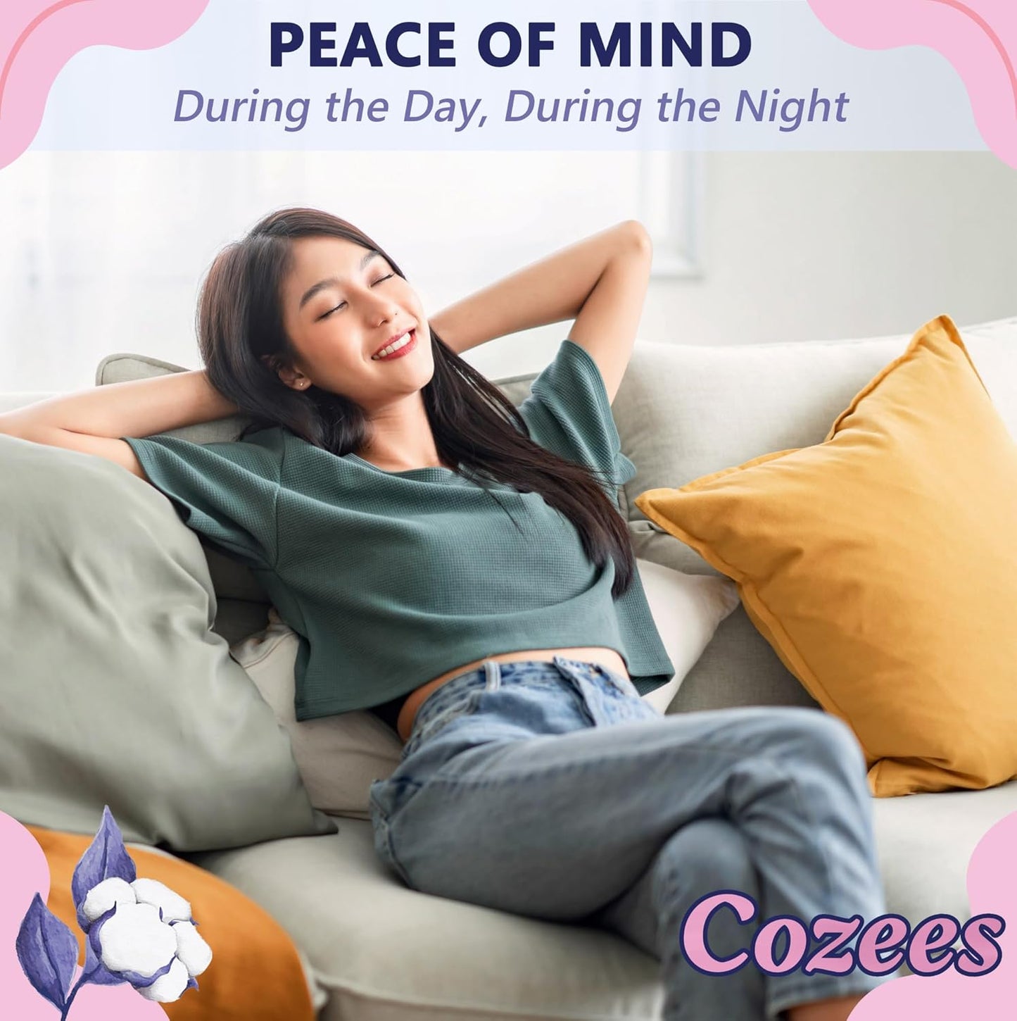 Cozees Disposable Period Underwear for Women, Menstrual and Postpartum High Absorbency, Cotton Covered Comfort, Made in USA (36 Count, Small/Medium)