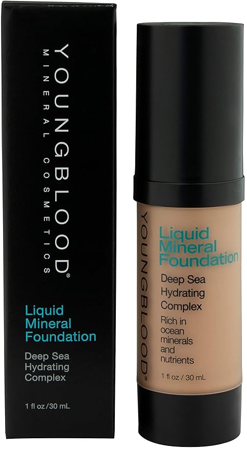 Youngblood Mineral Cosmetics Liquid Mineral Foundation, Golden Sun (Old Version) | Full Coverage Mineral Lightweight Makeup | Vegan, Cruelty Free, Paraben Free