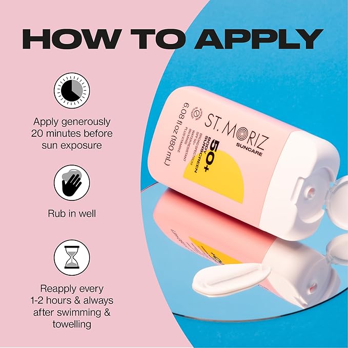 St Moriz Suncare SPF - Sunscreen - Broad Spectrum Protection Water Resistant Sunscreen Moisturizing Lotion + Vitamin E - Oxybenzone & Octinoxate Free - Vegan - Body, 50, Sun Protection Factor (SPF)